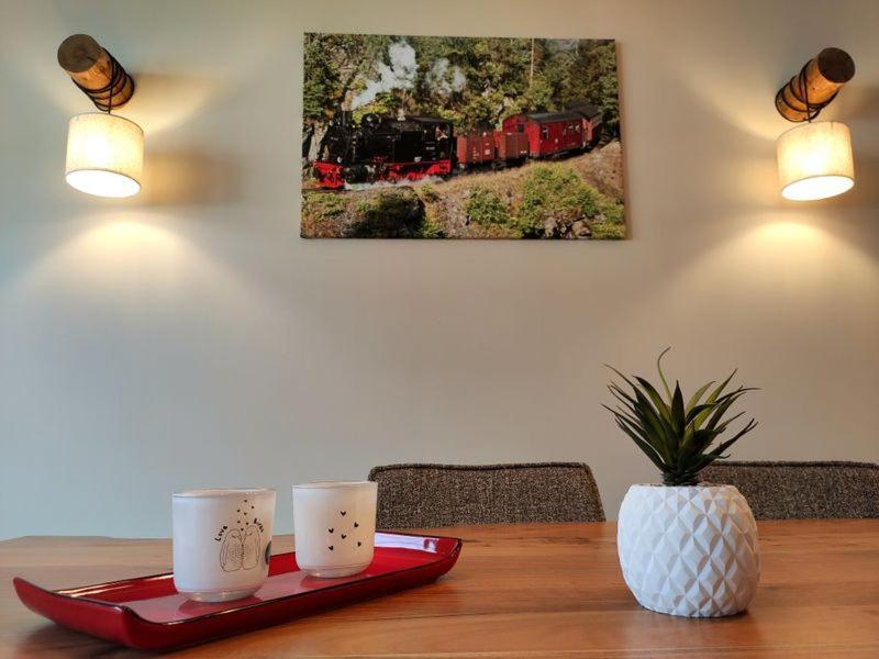 Ferienhaus Blaue Blume Mit 11 Kw Ladestation, Kamin, Terrasse, Eingezaeuntem Garten, Sauna, Wlan, Netflix, 2 Hunde Willkommen! Güntersberge Eksteriør bilde